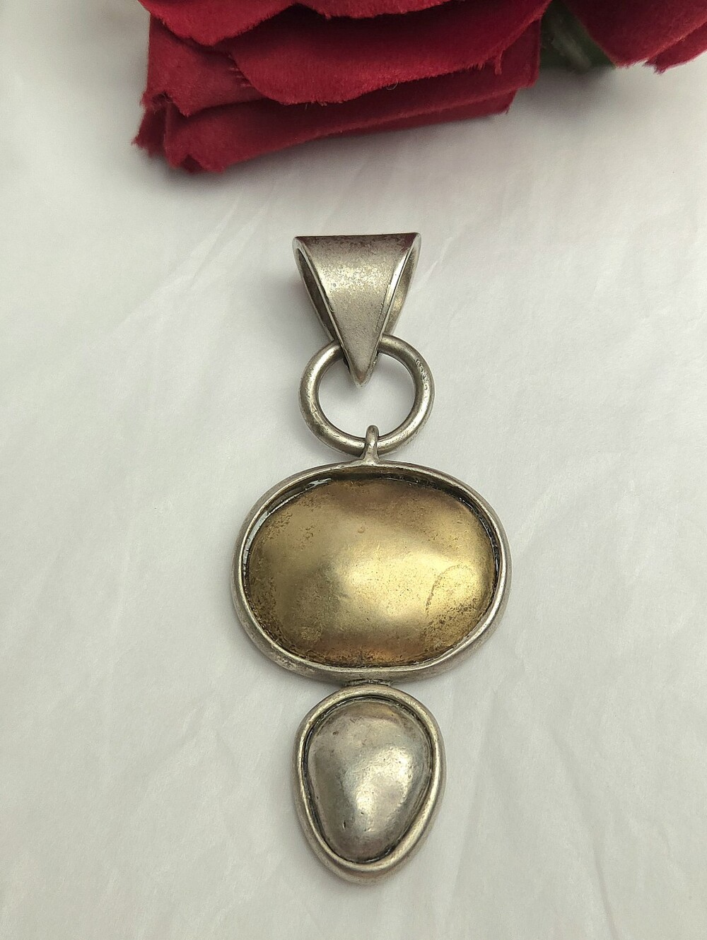 Vintage Silver & Gold Plated Modernist Dangle Pendant Jewelry Making
